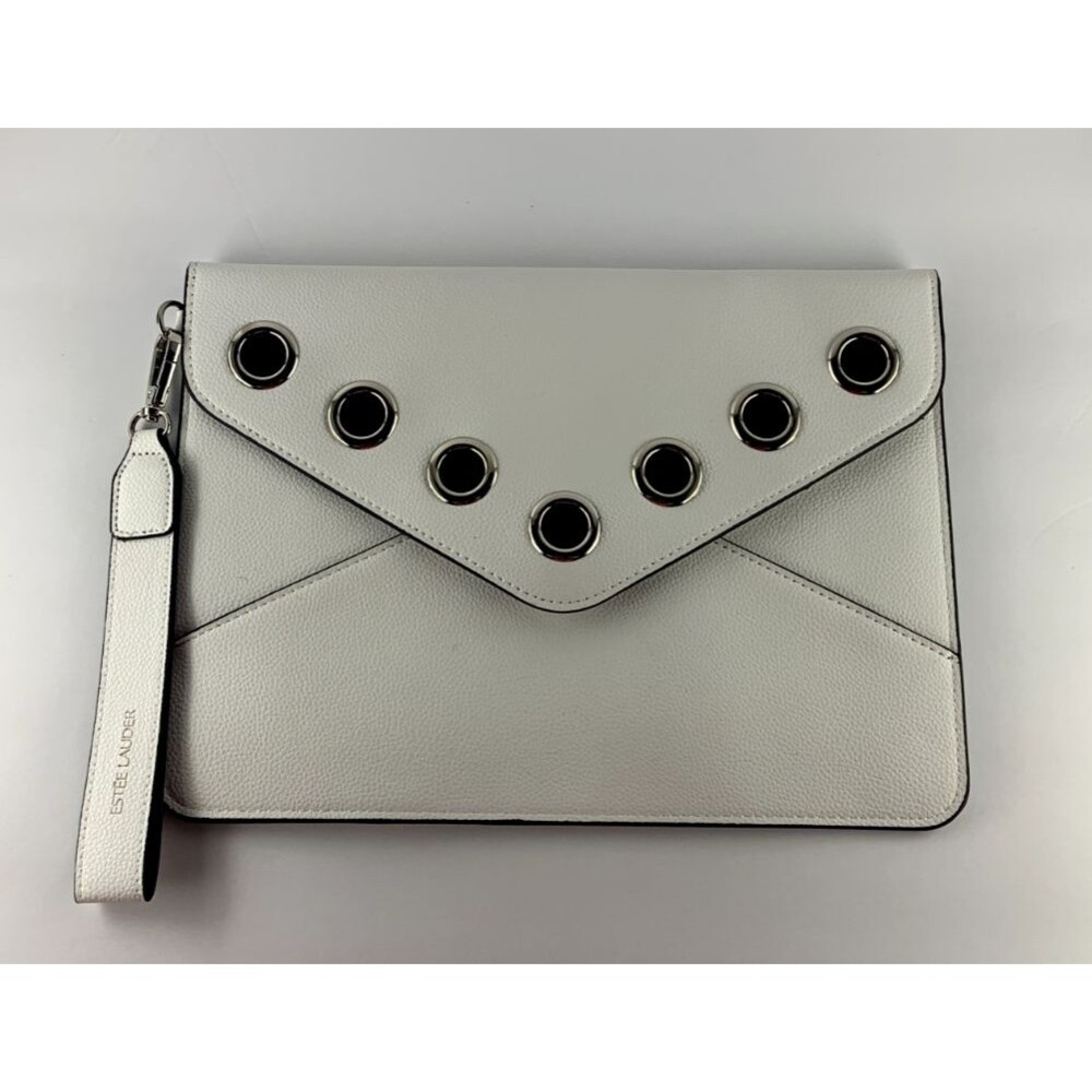 Estee Lauder White Grommet Wristlet Clutch Bag